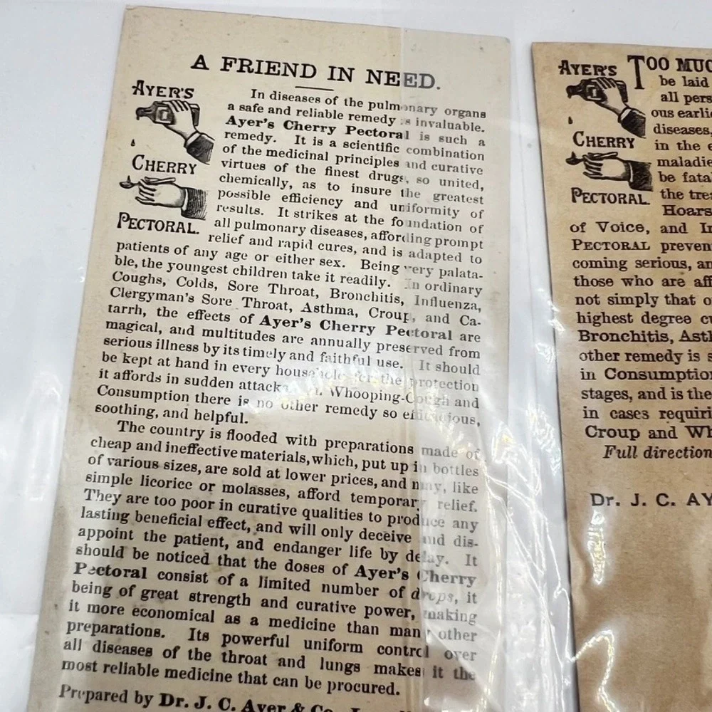 Vtg Advertising Trading Card - 4 Ayer's Cherry Pectoral Lowell MASS Pharmacy